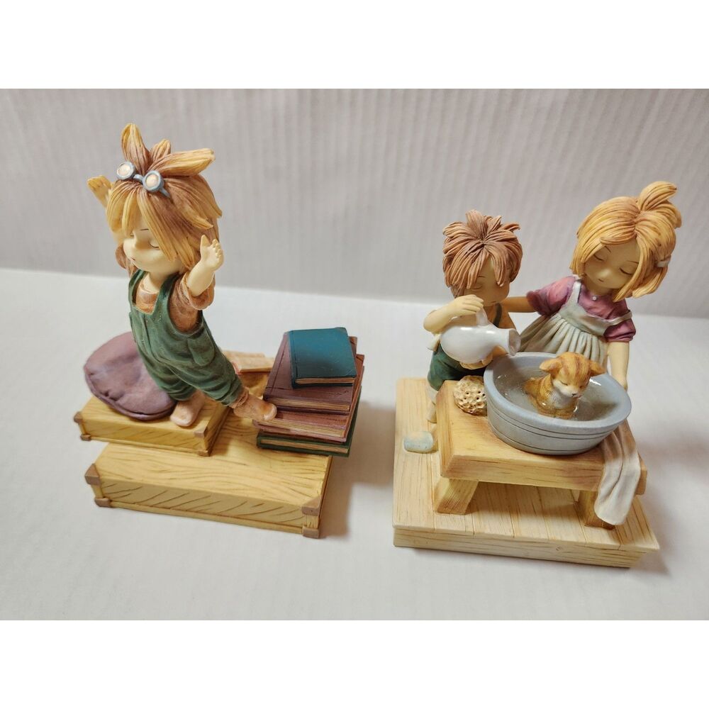 DEMDACO Life Lessons Figurine Lot – Dare to Dance & CAT‑a‑strophic Cooperation